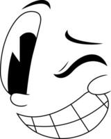 Goofy Cartoon Face With Funny Grin One Eyebrow And Wink vector