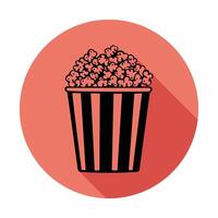 Popcorn icon with long shadow on a red background vector