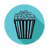 Popcorn in a striped bucket icon vector
