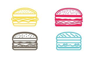 Four hamburgers are shown in different colors vector