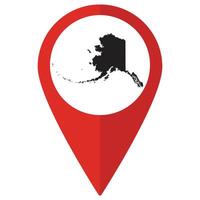 Alaska state map. Map of Alaska state on map pinpoint in red color vector