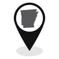 Arkansas state map. Map of Arkansas state on map pinpoint in black color vector