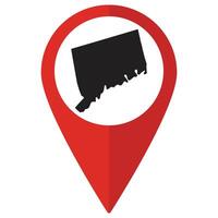 Connecticut state map. Map of Connecticut state on map pinpoint in red color vector