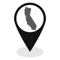 California state map. Map of California state on map pinpoint in black color vector