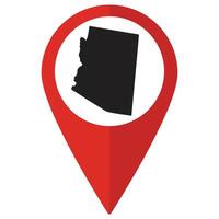 Arizona state map. Map of Arizona state on map pinpoint in red color vector