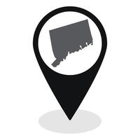Connecticut state map. Map of Connecticut state on map pinpoint in black color vector