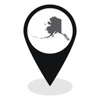 Alaska state map. Map of Alaska state on map pinpoint in black color vector