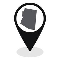 Arizona state map. Map of Arizona state on map pinpoint in black color vector