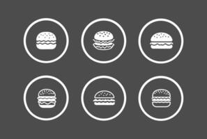 Burger icon set with black color lines on white background vector