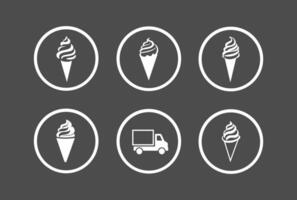 Cone ice cream icon set with scoop on white background vector