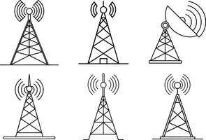 Antenna Signal Transmission Illustration Set vector
