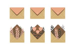 spring envelopes set in pastel colors flat illustration isolated on white background. vector