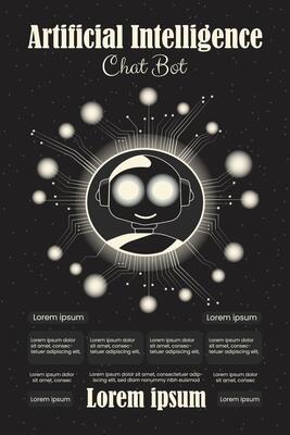 artificial intelligence chat bot flyer design illustration.