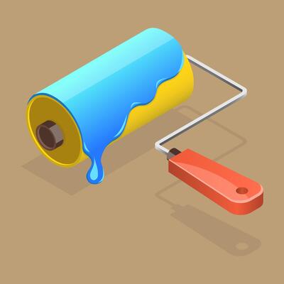 3D Isometric Flat Icon of Paint Roller, Decoration Tool, Home Renovation
