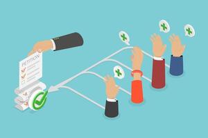 3D Isometric Flat Conceptual Illustration of Petition, Request to Government Official or Public Entity vector