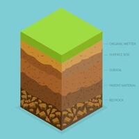 3D Isometric Flat Conceptual Illustration of Layer Of Fertile Soil, Educational Schema vector