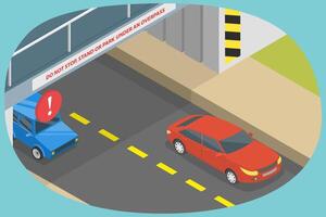 3D Isometric Flat Conceptual Illustration of Traffic Rules , Do not Stop, Stand or Park Under an Overpass vector