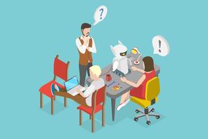 3D Isometric Flat Conceptual Illustration of Robotics Club, Programming, Engineering and Technical Education vector