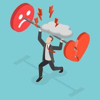 3D Isometric Flat Conceptual Illustration of Psychological Pressure, Fear of Failure, Afraid of Business Mistake vector