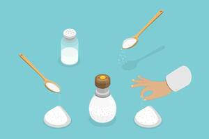 3D Isometric Flat Set of Items and Scenes with Salt, Baking and Cooking vector