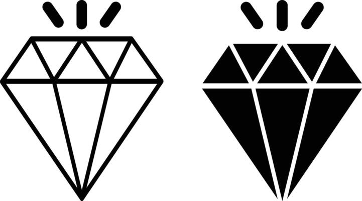 Diamond icon set. web and mobile app. diamond gems sign and symbol. black design