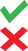 True and false icon, Ok icon, Checkmark and cross icons for web design isolated on white background. Flat vector