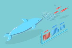 3D Isometric Flat Conceptual Illustration of Echolocation, Reflected Sound Waves vector