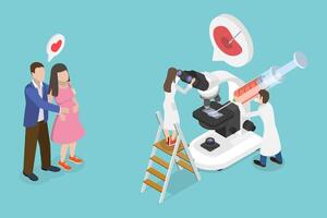 3D Isometric Flat Conceptual Illustration of In Vitro Fertilization, Artificial Pregnancy with Modern Technology vector