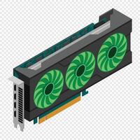 Isometric graphic card. card isometric. Computer hardware components, GPU graphic card illustration, vector
