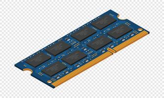 Isometric random access memory. RAM memory realistic 3d isometric, Computer hardware components, illustration vector
