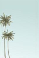 Coconut palm trees with blue sky vertical background graphic illustration have white frame and blank space. vector