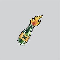Molotov Bottle Fire Bomb Icon pixelated for the pixel art game and icon for website and game. old school retro. vector