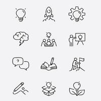 a set of icons that include a light bulb, a book, and a person vector