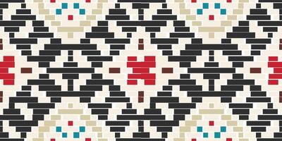 Fabric Pattern Abstract Geometric Pattern With Stripes Linesfolk Embroidery, Aztec Geometric Ornament Print. Design for Carpet, Wallpaper, Clothing, Wrapping, Fabric vector