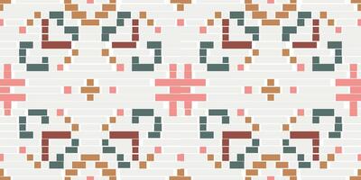 Repeating Pattern Ethnic Design Patternfolk Embroidery, Aztec Geometric Ornament Print. Design for Carpet, Wallpaper, Clothing, Wrapping, Fabric vector