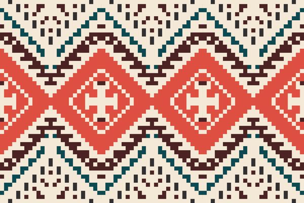Aztec Pixel Ethnic Pattern Philippinesfolk Embroidery, Aztec Geometric Ornament Print. Design for Carpet, Wallpaper, Clothing, Wrapping, Fabric