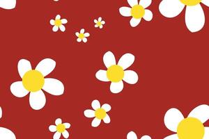 Blossom Daisy Pattern Images. Bloom Seamless Pattern of White Daisies on Color Background. vector