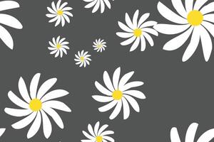 Vintage Daisy Flower Seamless Pattern. Bloom Seamless Pattern of White Daisies on Color Background. vector