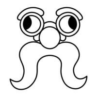 Simple doodle silly mask with mustache vector