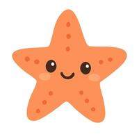 Cute colorful cartoon doodle starfish clipart for childish design and decoration. vector