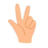 Cartoon hand showing peace or victory gesture in soft pastel flat style vector