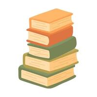 Simple flat image of a tall stack of books vector