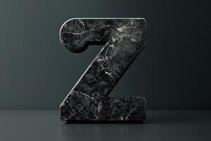 The letter Z is made of marble and is black in color photo