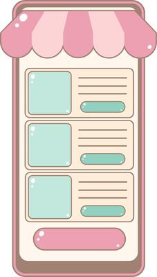 Online Shopping Interface Screen Features Product Listing Layout. Cute and Simple Style.