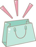 An Open Top Shopping Bag With Radiating Excitement Lines. Cute and Simple Style. vector