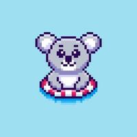 Pixel art Koala Floating game asset design vector