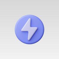 3d Realistic Purple Charge power lightning button vector
