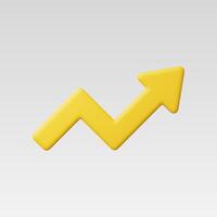 3d Realistic Arrow growth graph, Yellow vector