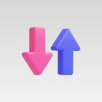3d Realistic Arrow Up and down, Colorfull vector