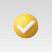 3d Realistic Check mark icon vector